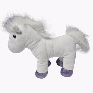 Unicorn 10 inch Plush White Purple Glitter Hooves Horn Fantasy Stuffed Animal
